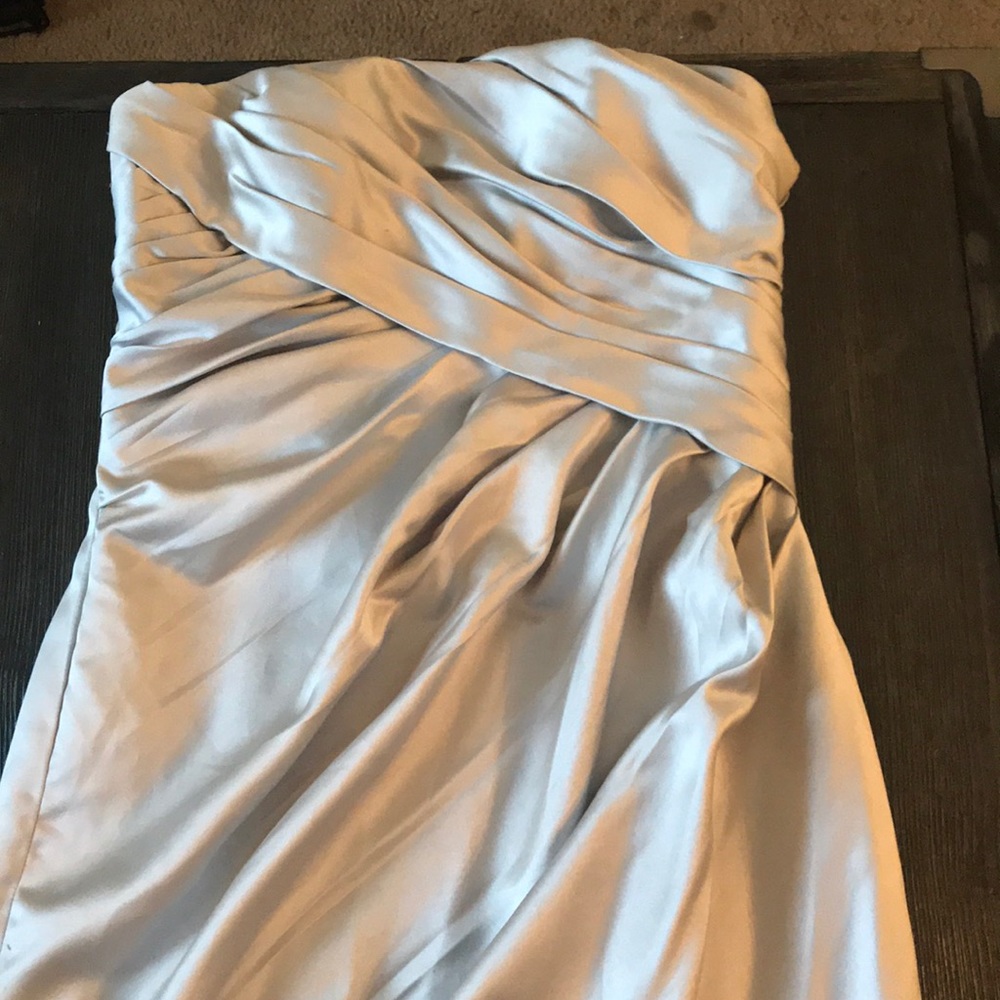 Silver Formal strapless dress, sz 12, built in bra